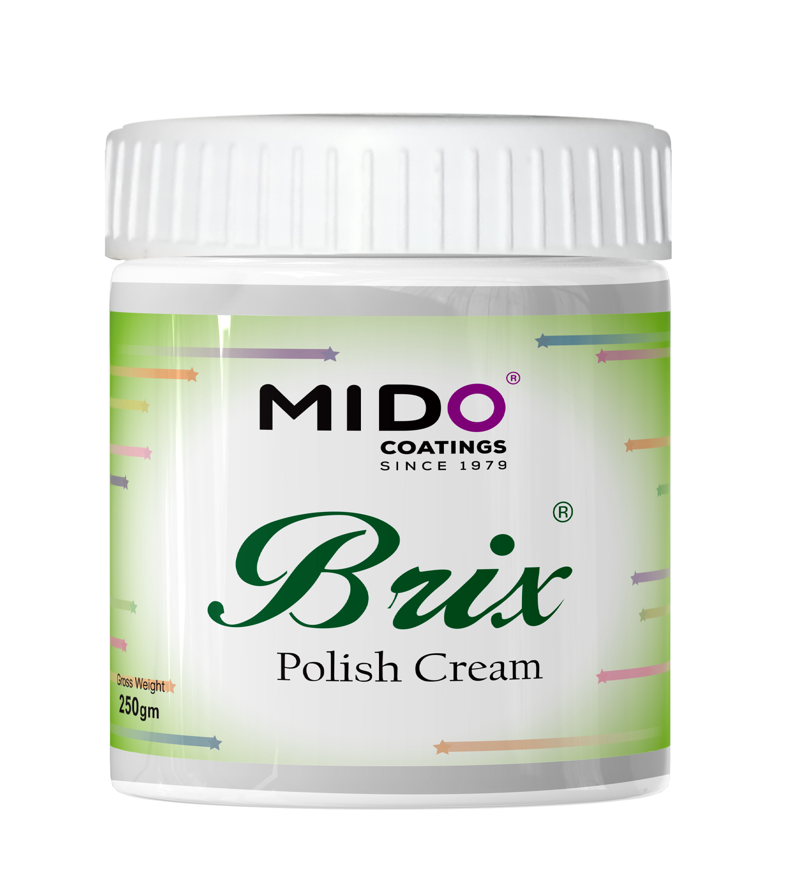 Brix Polish Cream in green packaging by Mido Coatings for polishing automotive surfaces.