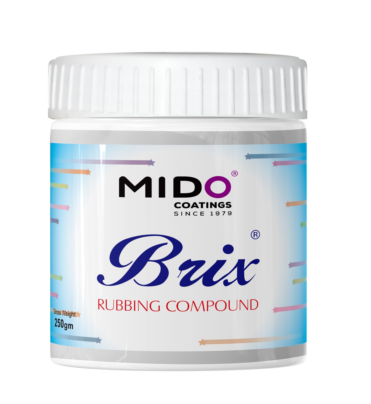 Brix Rubbing Compound in blue packaging by Mido Coatings, ideal for automotive detailing.