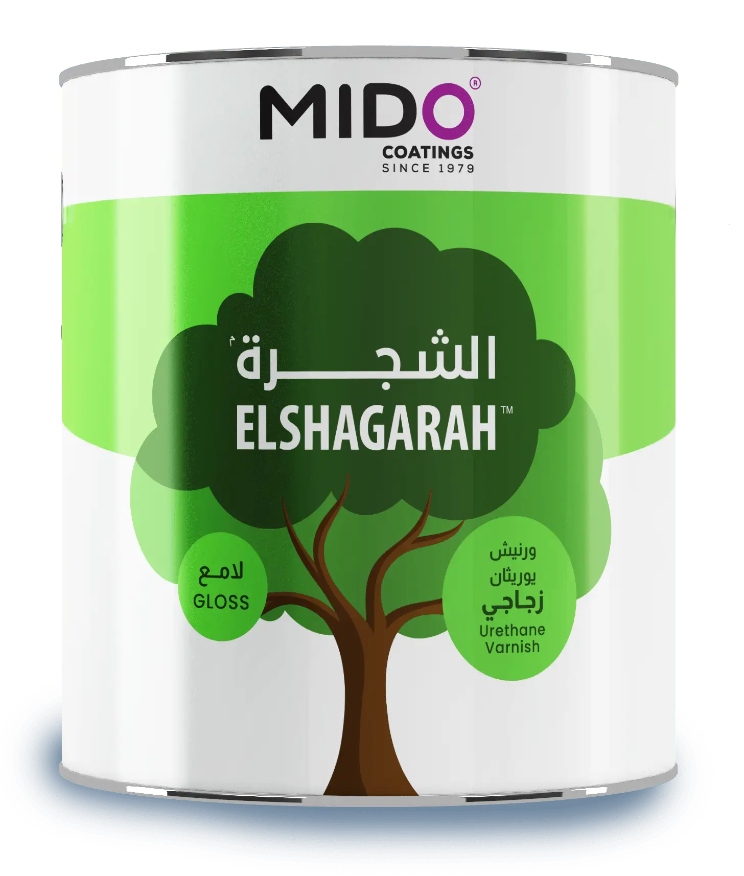 El Shagarah Urethane Varnish Gloss by Mido Coatings – High-shine wood protection.